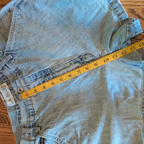 L.A.Blues® Y2K Vintage High Waisted Faded Denim Jean Carpenter Shorts Sz12 - Picture 11 of 12